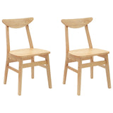 Dining Chairs 2 pcs Natural 42 x 47.5 x 81 cm Solid Rubber Wood 42020432