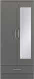 ZNTS Nevada Mirrored 2 Door 1 Drawer Wardrobe 100-101-137