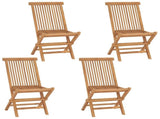 5 Piece Folding Garden Bistro Set Natural Solid Teak Wood 3434099