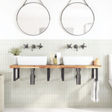 Basin Shelf Wall Mounted Steel and Solid Wood Acacia 3302821