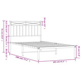 Metal Bed Frame without Mattress with Headboard Black 100x190cm 373685