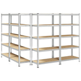5-Layer Heavy-duty Shelves 4 pcs Silver Steel&Engineered Wood 3307598