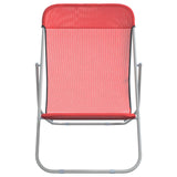 Folding Beach Chairs 2 pcs Red Textilene&Powder-coated Steel 360189