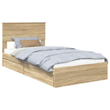 Storage Bed with Drawer Sonoma Oak 100 x 200 cm Engineered Wood 3410828