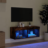 TV Cabinet with LED Lights Smoked Oak 80x30x30 cm 837149