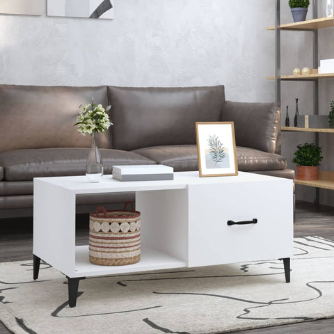 ZNTS Coffee Table White 90x50x40 cm Engineered Wood 812663
