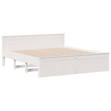 ZNTS Bookcase Bed without Mattress White 180x200 cm Super King Solid Wood Pine 3308913