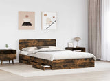 Bed Frame with Drawer Smoked Oak 120 x 200 cm Engineered Wood 3412203