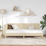 Corner Bed Frame with Headboard Cream 90 x 190 cm Fabric 42016567