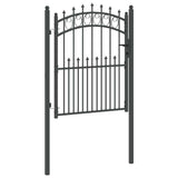 Fence Gate with Spikes Grey 150 x 100 cm Powder-coated steel 42009004