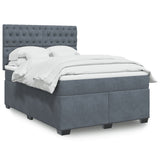 Box Spring Bed with Mattress Dark Grey 140x190 cm Velvet 3290913