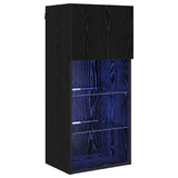 Wall-mounted TV Cabinet with LED Black Oak 40.5 x 30 x 90 cm 882958