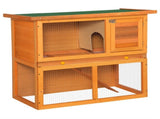 Rabbit Hutch Outdoor Guinea Pig Hutch Wooden Pet Cage Run 2-Tier with Opening Top, 90 x 45 x 80cm T3398P350018
