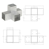 Post Connectors 4 pcs X Shape Galvanised Metal 101x101 mm 145484