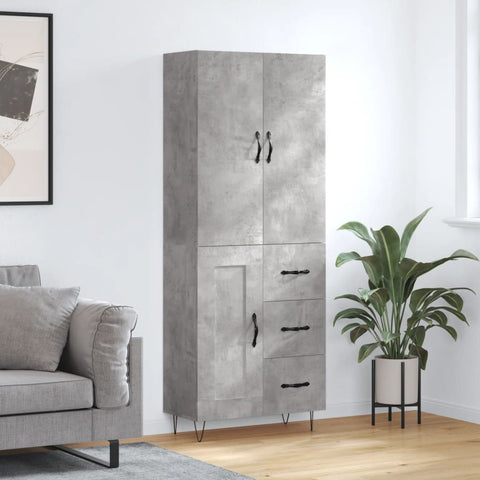 Highboard Concrete Grey 69.5x34x180 cm Engineered Wood 3198109