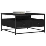 ZNTS Coffee Table Black 80x80x45 cm Engineered Wood 835289