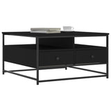 ZNTS Coffee Table Black 80x80x45 cm Engineered Wood 835289