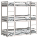 Triple Bunk Bed without Mattress White 75x190 cm Small Single Solid Wood Pine 3284261