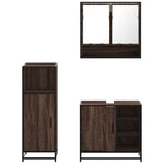 ZNTS 3 Piece Bathroom Furniture Set Brown Oak Engineered Wood 3300999
