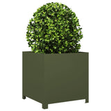 ZNTS Garden Planter Olive Green 50x50x50 cm Steel 851216