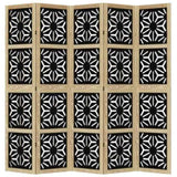 Room Divider 5 Panels Brown and Black Solid Wood Paulownia 358806
