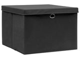 Storage Box Set of 10 Black Non-woven fabric 288334