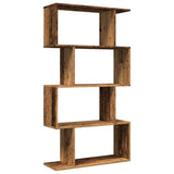Room Divider Bookcase 4-Tier Old Wood 70x24x129 cm Engineered Wood 858109