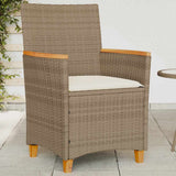 Garden Chairs with Cushions 2 pcs Beige Poly Rattan&Solid Wood 368722