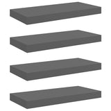 Floating Wall Shelves 4 pcs High Gloss Grey 50x23x3.8 cm MDF 323789