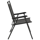Folding Garden Chairs 2 pcs Melange Grey Steel and Textilene 360197