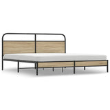 Metal Bed Frame without Mattress Smoked Oak 193x203 cm 3318671