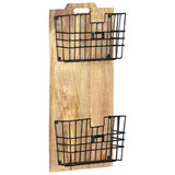 285878 Wall-mounted Magazine Rack 33x10x67 cm Solid Rough Mango Wood