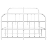 Bed Frame White Powder-Coated Steel 120x190 cm Bed Frame 352642