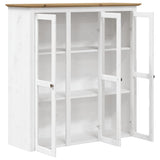 Cabinet with Glass Doors BODO White and Brown Solid Wood Pine 355078