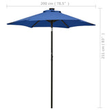 ZNTS Garden Parasol with LED Lights Azure Blue 200x211 cm Aluminium 313564