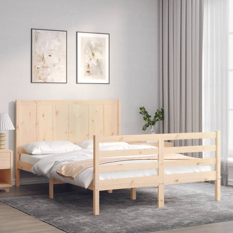 ZNTS Bed Frame without Mattress 140x190 cm Solid Wood 3194486
