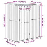 Garden Shed Grey 180.5x97x209.5 cm Galvanised Steel 150904