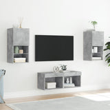 4 Piece TV Wall Cabinets with LED Lights Concrete Grey 3216572