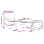 Bed Frame without Mattress 75x190cm White Small Single 810391