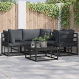 Garden Sofa Set with Cushion Black Aluminium 3378864