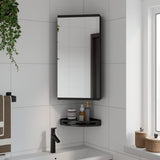 Corner Bathroom Mirror Cabinet Black 30x24x60 cm 357979