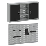 Tool Cabinet Set with Shelf 3 pcs Black Powder-Coated Steel 3321404