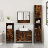 ZNTS 4 Piece Bathroom Furniture Set Smoked Oak Engineered Wood 3301232