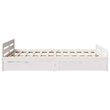 Bed Frame White Solid pinewood King Size Bed Frame Rectangular 3309036