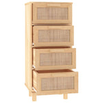 ZNTS Sideboard Brown 40x30x90 cm Solid Wood Pine and Natural Rattan 345644