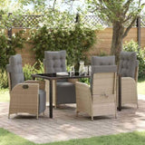 Garden Dining Set with Cushion 5 pcs Beige Poly Rattan 3380564