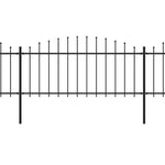 ZNTS Garden Fence with Spear Top Steel x11.9 m Black 277709