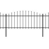 ZNTS Garden Fence with Spear Top Steel x11.9 m Black 277709