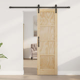 Sliding Door Natural and Black 61 x 198.5 cm Solid Pine Wood 3445395
