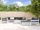 10 Piece Garden Lounge Set White Solid Wood Pine 3186572